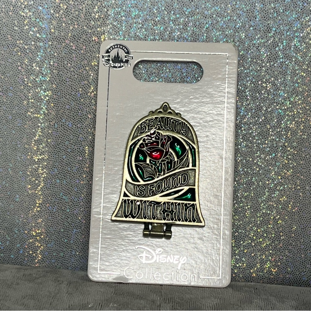 Disney pin Beauty and the beast mirror opens double pinned Mickey ears NWT - Picture 4 of 5